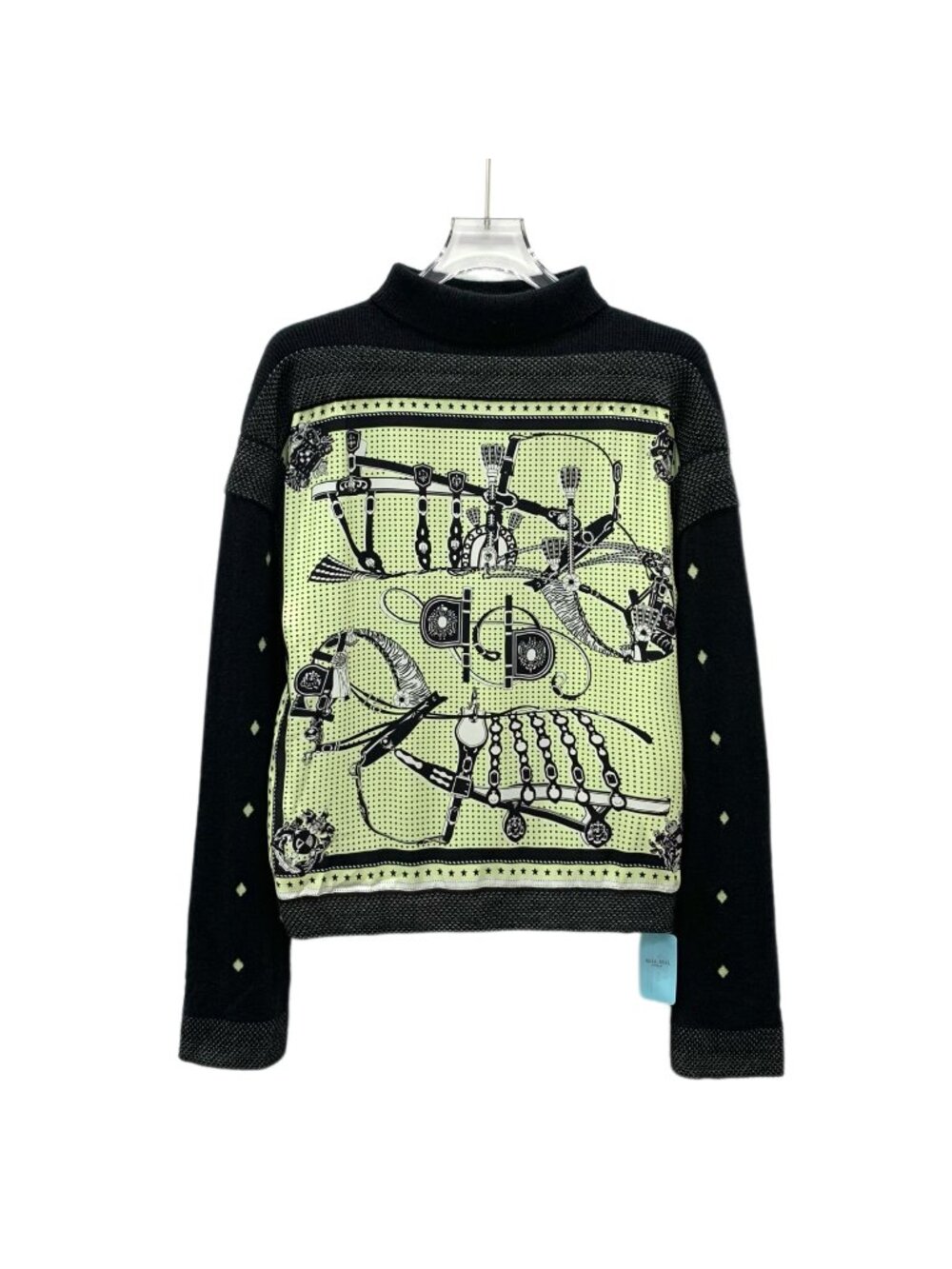 Hermès Black Silk Panel Knit Sweater